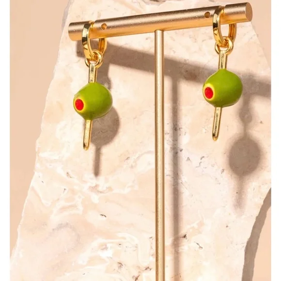Peter + June Olive Earrings
-Make it Dirty Hoops 
18K Gold Plated
Olive it! NWT - Picture 3 of 4